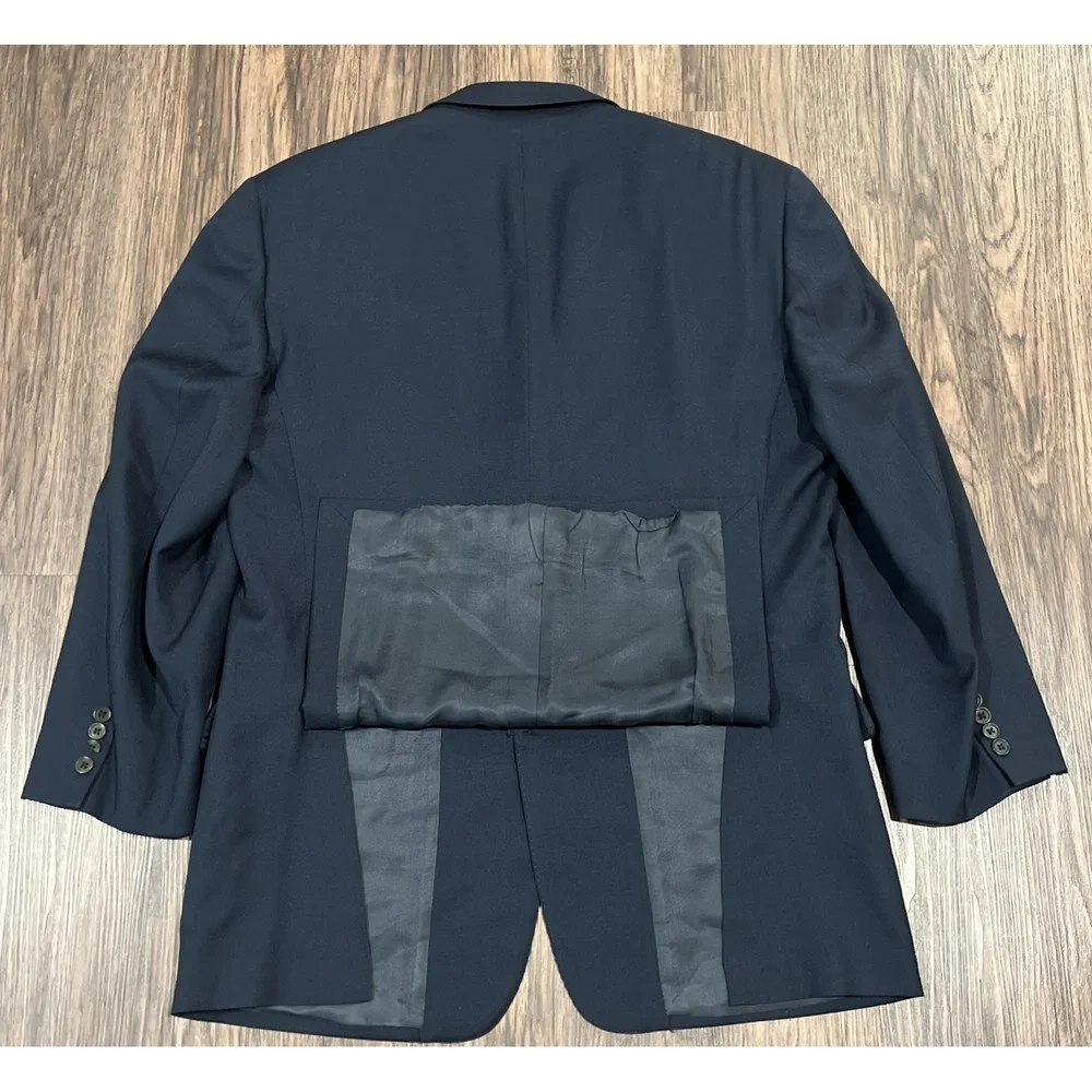 Ermenegildo Zegna Blazer Mens 44R EU54 worsted Super 100's Navy Made In Italy